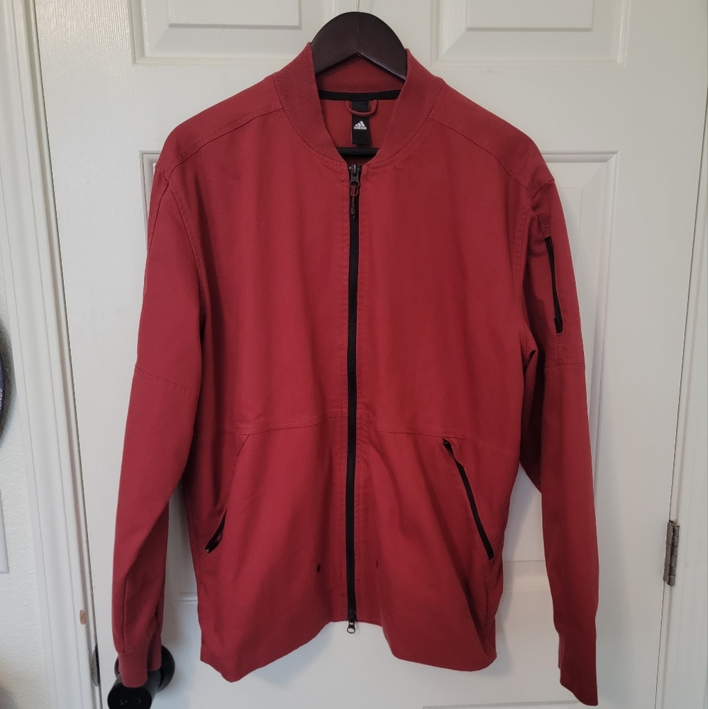 Adidas Skateboarding Coaches Bomber Style Jacket. Men's Large Brick Red
